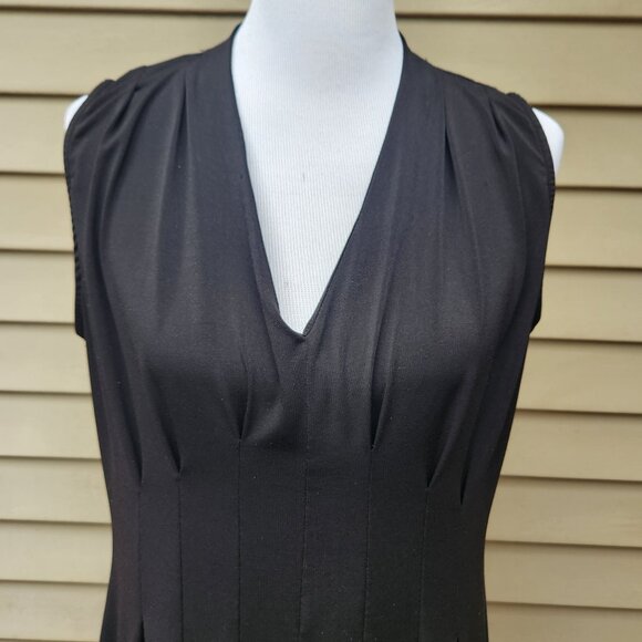Tiana B Black Sleeveless Dress V-Neck Pleats Solid Stretch - Picture 4 of 16